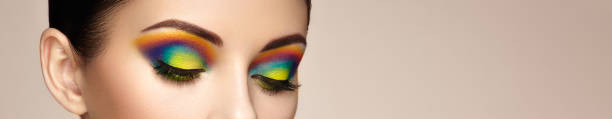 Female eye with  rainbow make-up