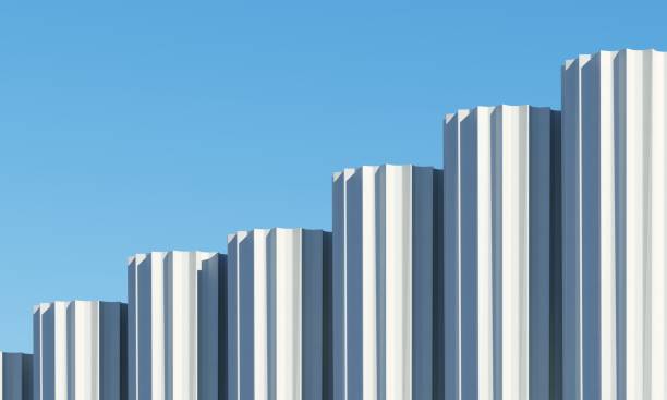istock Concrete shape building with shadows on sky background. Minimal architecture Ideas concept. 3D Render. 1217121749