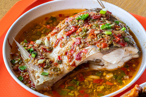 Chinese food-red chili steamed fish