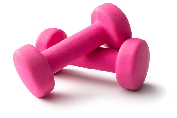 istock Sport: Pink Dumbbells Isolated on White Background 1217125350
