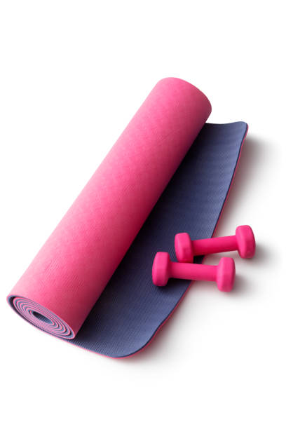 istock Sport: Yoga Mat and Dumbbells Isolated on White Background 1217125366