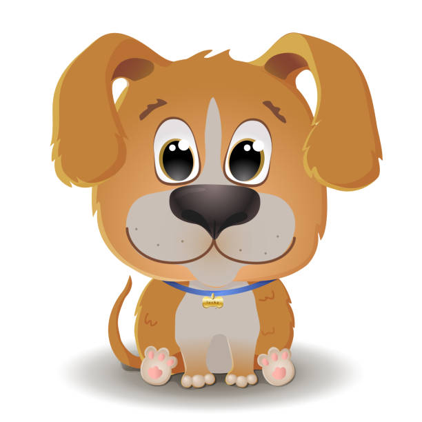 Vector Cute Beige Red Dog With Big Eyes In Cartoon Style Little Beagle Flat  Character Isolated On White Stock Illustration - Download Image Now - iStock