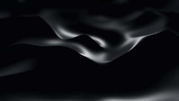 istock Dark surface with reflections. Smooth minimal black waves background. Blurry silk waves. Minimal soft grayscale ripples flow. 1217131414