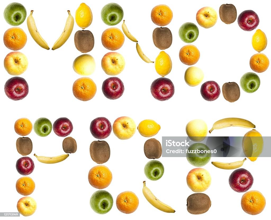 Letras hecho de frutas - Foto de stock de Alimento libre de derechos