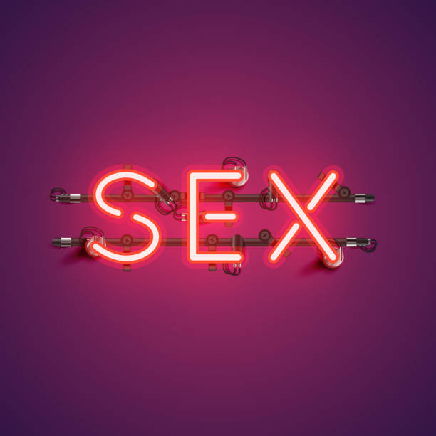 네온 현실적인 단어 'sex' 광고, 벡터 일러스트 - sex stock illustrations