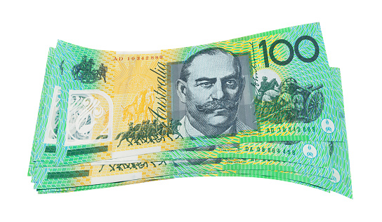 Australian Dollars isolated on white