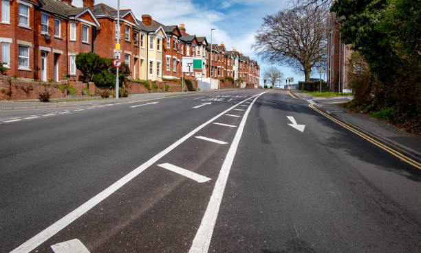 istock Empty road in a hilly area of Bournemouth, UK 1217138467