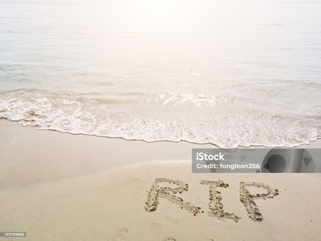 Rip Rest In Peace Handwriting On Nature Sand Tropical Beach Words ...