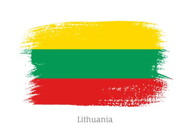Vector illustration of Lithuania official flag in shape of brush stroke