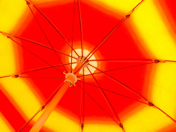 There are umbrellas look like fruits - kiwi, watermelon, orange.