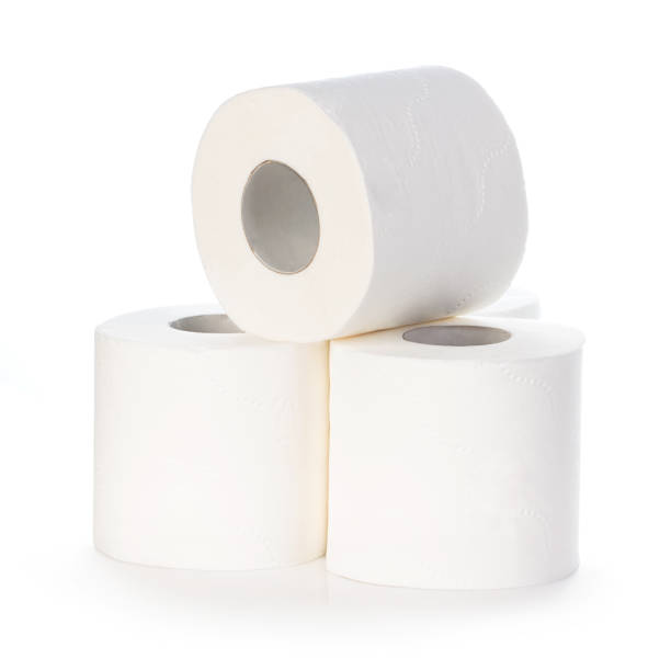 istock Toilet paper isolated on white background. 1217142419
