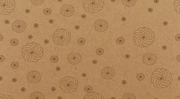 Vector illustration of Vector kraft paper texture with marsmallows. Seamless pattern