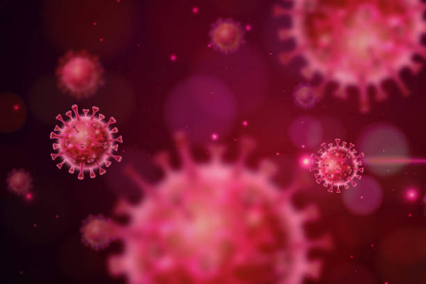 Coronavirus Covid19 Background with viruses floating stock photo