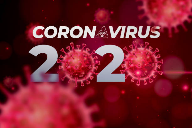 Coronavirus 2020 word with Hazard sign stock photo