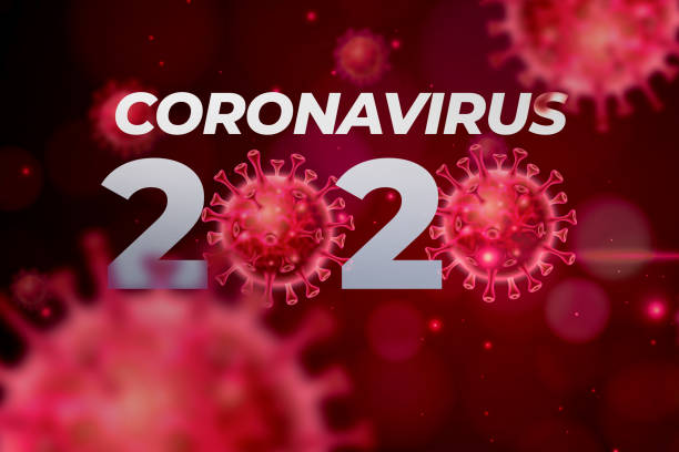 Coronavirus 2020 word on blood stock photo