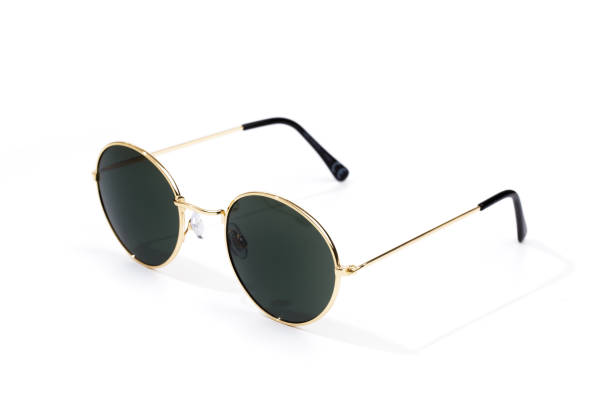 istock Black round sunglasses isolated on white background 1217146986