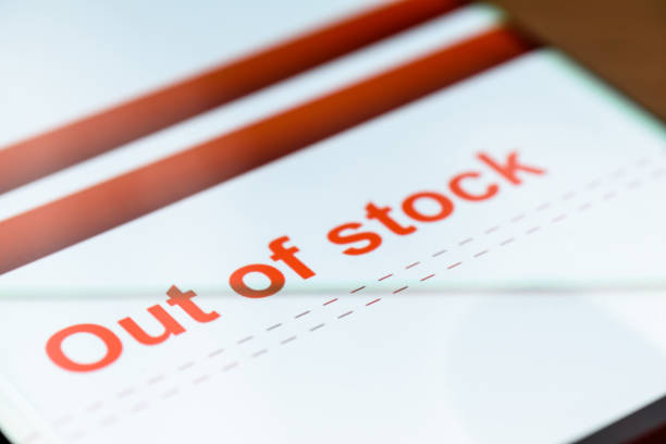 istock out of stock text on smart phone screen 1217153236