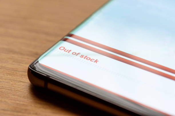 istock out of stock text on smart phone screen 1217153341