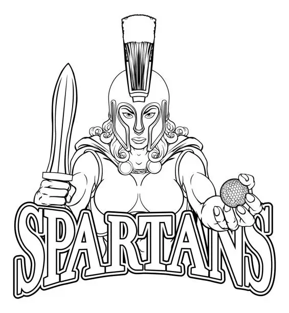 Vector illustration of Spartan Trojan Gladiator Golf Warrior Woman