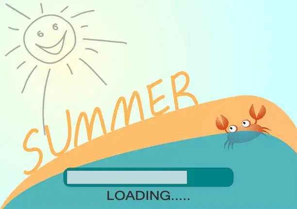 Vector illustration of Summer loading cute sun.