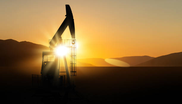 istock Oil rig at sunset 1217155930