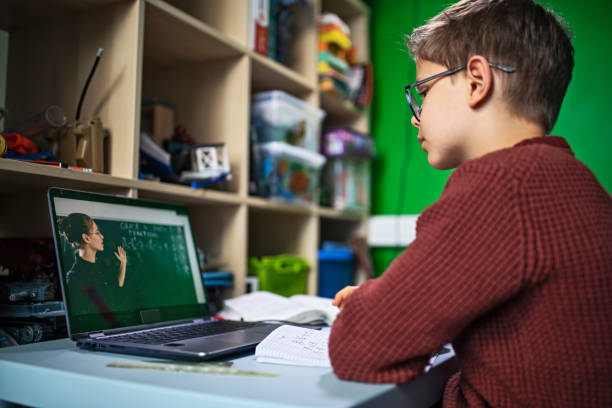 Little boy during COVID-19 quarantine attending to online school class from his room. Little boy attending to online class from his room home. The school has been closed during coronavirus outbreak and the classes have moved to e-learning platform. Teacher is explaining fractions to online class.
Nikon D850 epidemiology student stock pictures, royalty-free photos & images