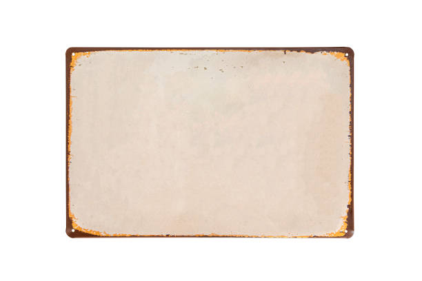 istock Vintage metal sheet banner with white background and rusted edge isolate on white background 1217160155
