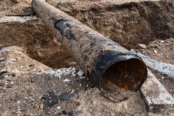 istock repair and replacement main pipeline of heating systems, district heating pipes network, water supply or Sewerage in city, removing old pipes and replacing them with new ones in a hole in the ground 1217163306