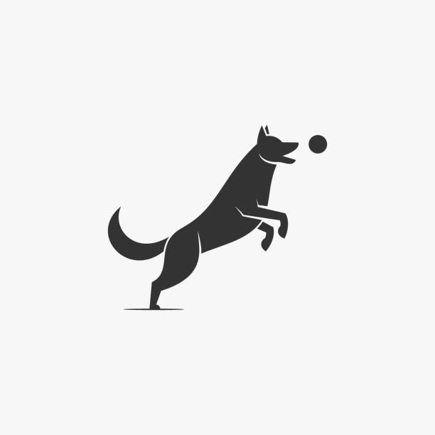 Vector Illustration Dog Playing Ball Silhouette Style. Vector Illustration Dog Playing Ball Silhouette Style. dog sitting icon stock illustrations