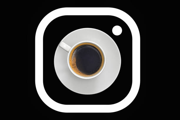 Abstract Black And White Mug with Coffee and Milk