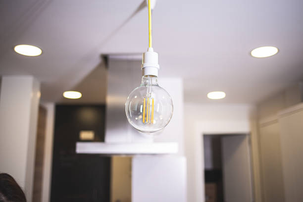 Lamp bulb light isolated on an indoor room scene