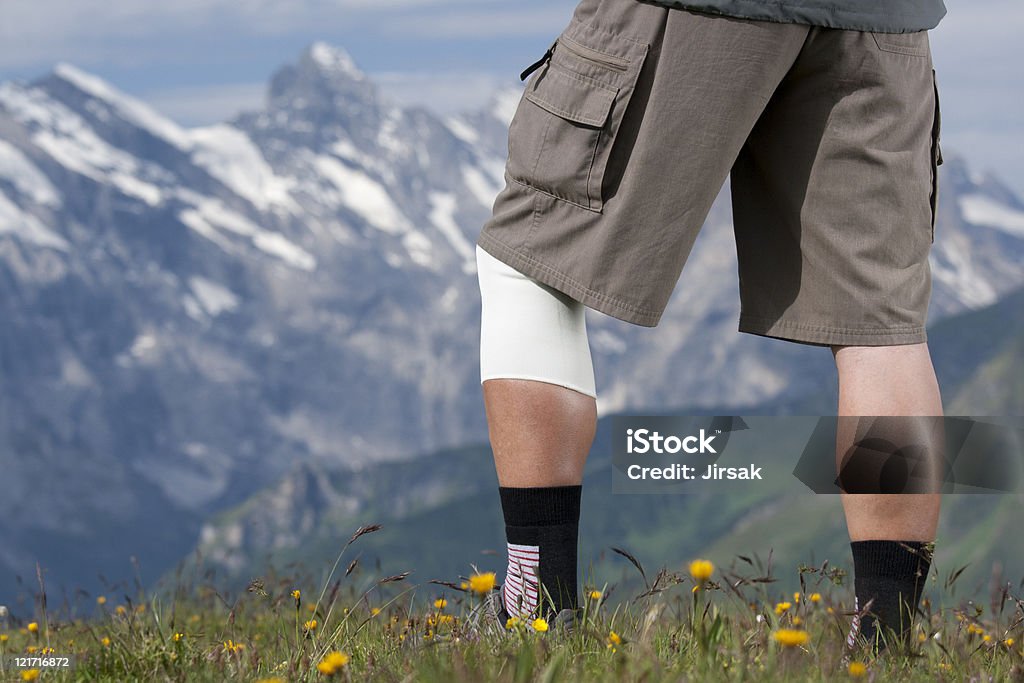 Hiker with bandage  European Alps Stock Photo