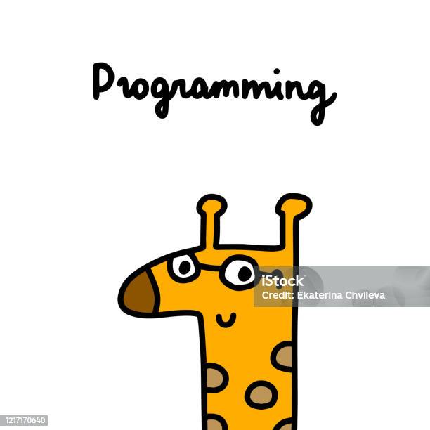 Giraffe Hand Drawn Vector Illustration In Cartoon Comic Style Wild ...