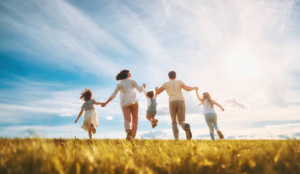 istock Happy family on autumn walk 1217171345