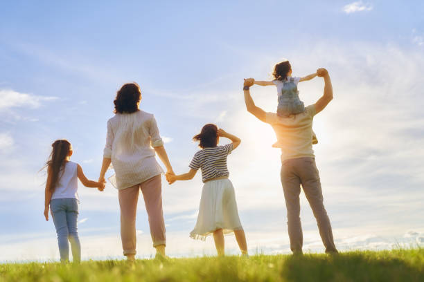 istock Happy family on autumn walk 1217171347