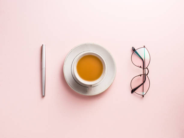 istock Milk tea and light pink colour background stock image. 1217173483