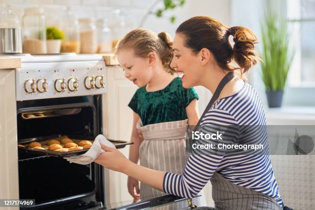 Family Are Preparing Bakery Together Stock Photo - Download Image Now - Oven, Kitchen, Baking