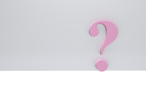 Pink color question marks on white color background