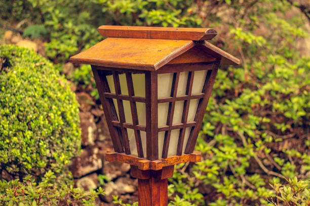 istock Japanese lamp on a park background. 1217176916