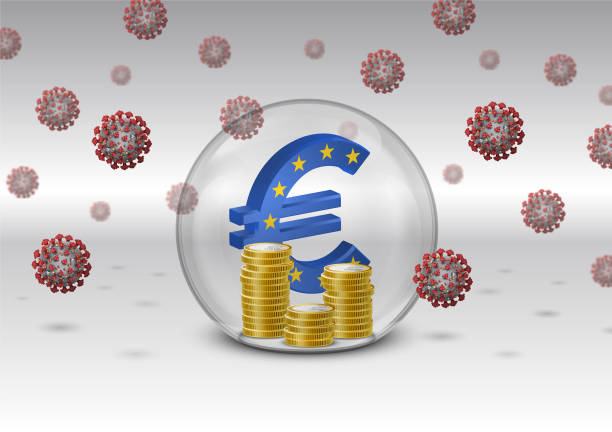 chronić euro przed dewaluacją spowodowaną przez koronawirus - european union coin illustrations stock illustrations