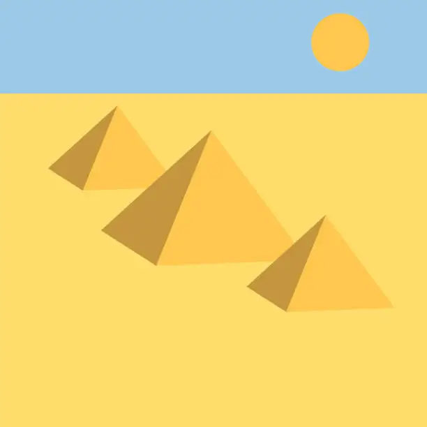 Vector illustration of Pyramids in the desert. Vector illustration.