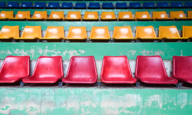 istock Stadium seats red and yellow 1217183044