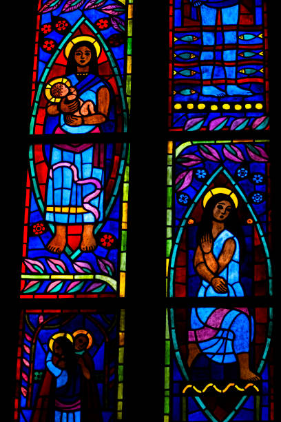 istock Stained glass window in a church 1217183376