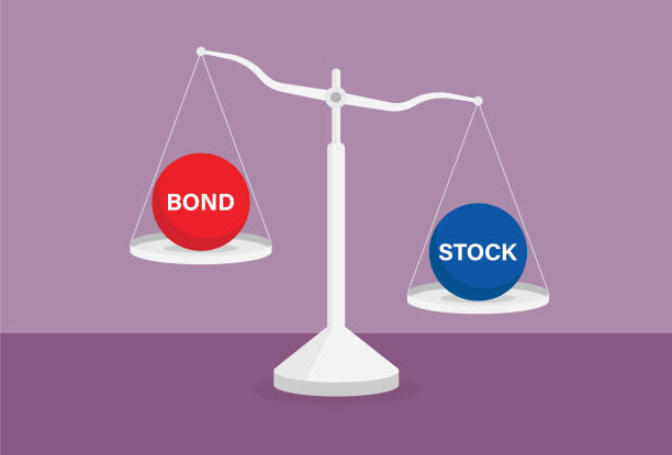 akcje i obligacje na wagę - mutual fund portfolio investment finance stock illustrations