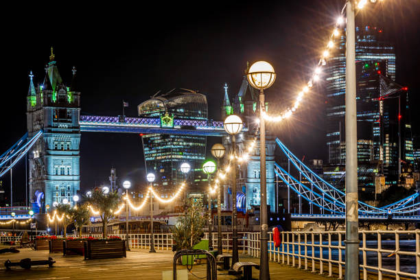 istock Tower bridge at long exposire in the night, London 1217185281