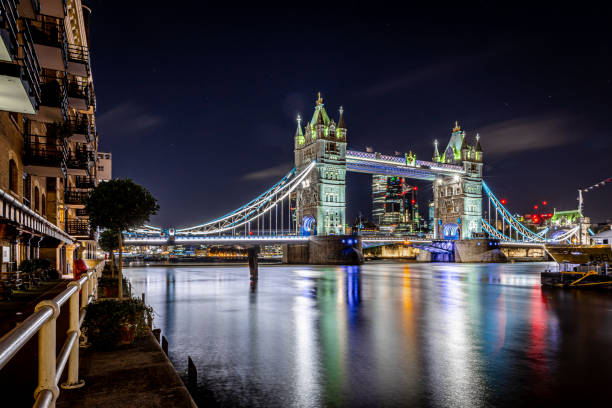 istock Tower bridge at long exposire in the night, London 1217185362