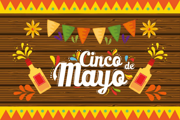 istock Mexican tequila bottles and banner pennant of Cinco de mayo vector design 1217188569