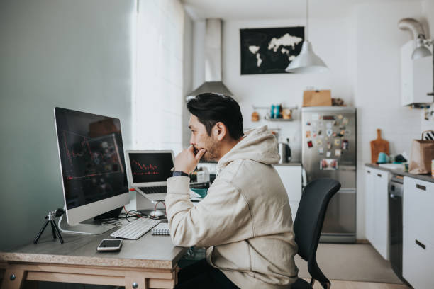 Japanese day trader concentrated on stock patterns