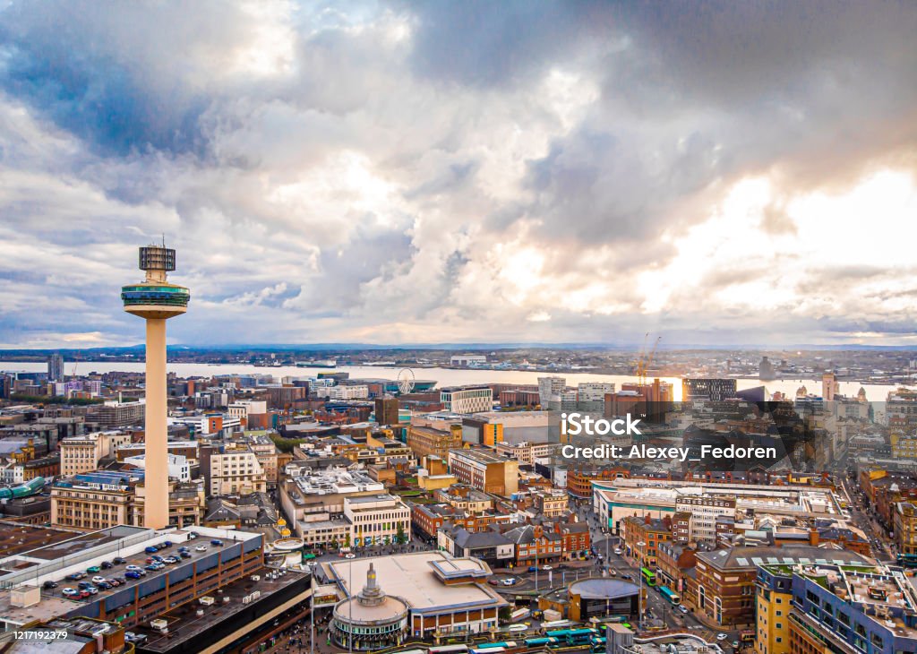 Aerial view of Radio city tower in Liverpool, England Liverpool - England Stock Photo