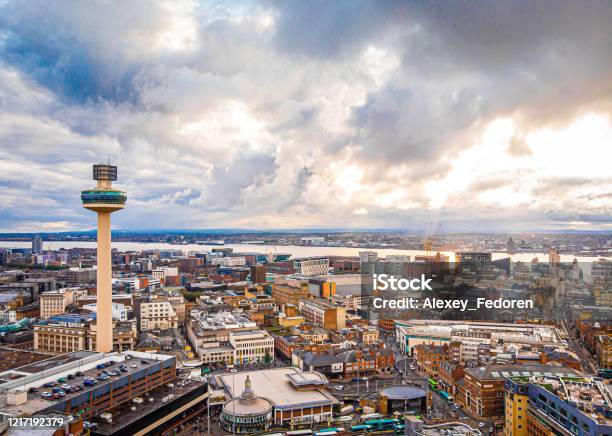 Aerial View Of Radio City Tower In Liverpool England Stock Photo - Download Image Now